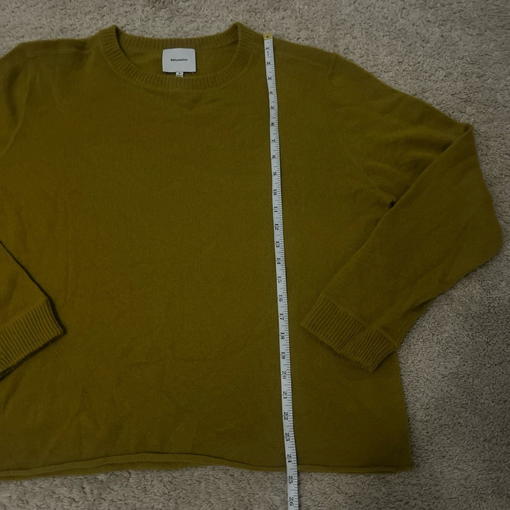 Reformation 100% Cashmere Boyfriend Oversized Pullover Sweater Topaz Medium - Picture 3 of 7